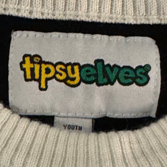 Tipsy Elves Green Elf Christmas Sweater Youth Small Holiday Knit - Picture 3 of 6